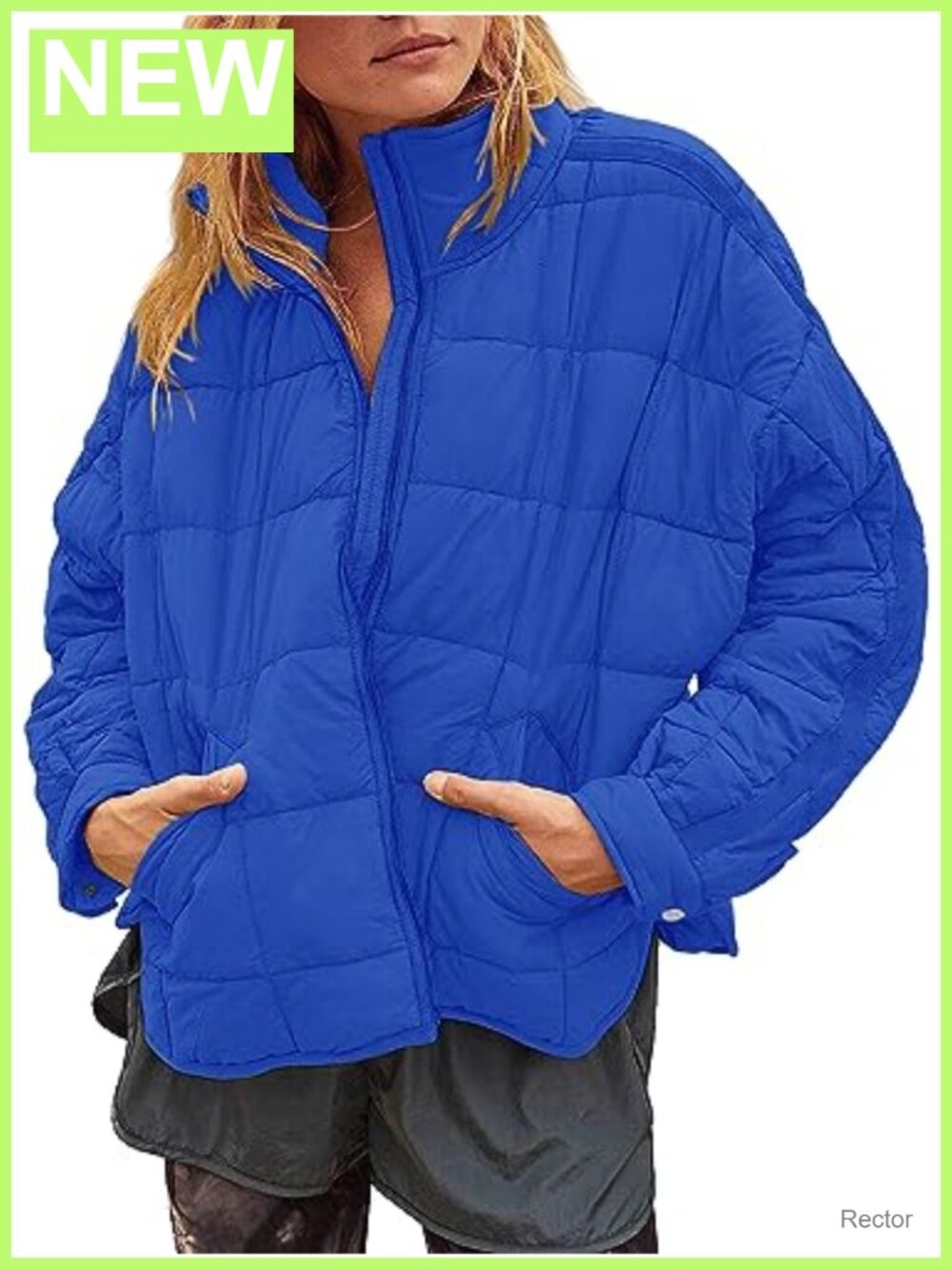 Quilted Puffer Jacket Lightweight Padded Cropped Zip Up Women's Coat